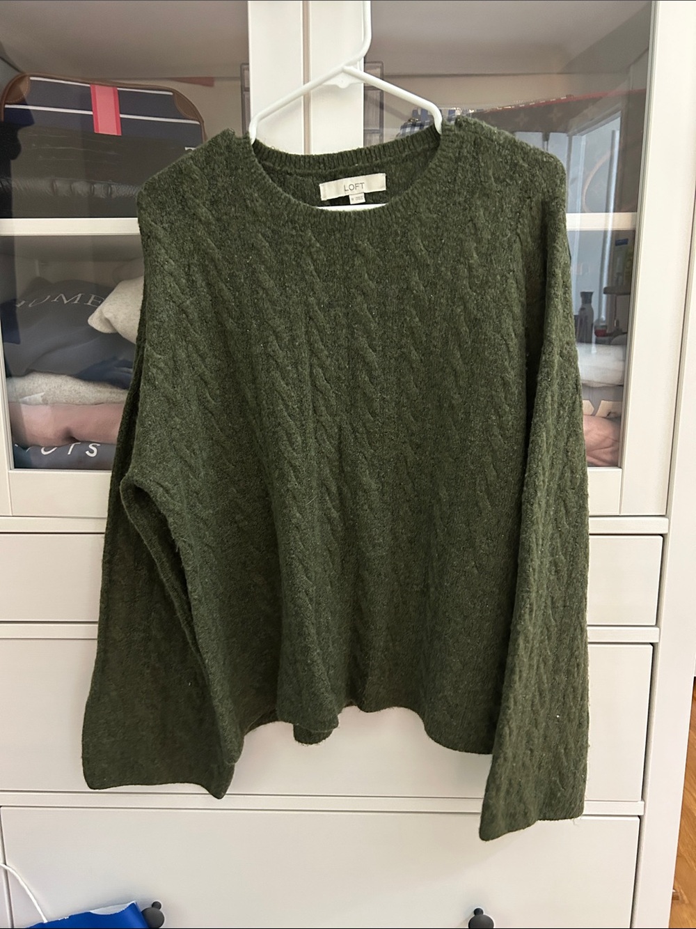 LOFT Olive Green Cable Knit Sweater